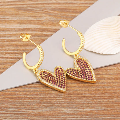 New Arrival Romantic Irregular Heart Shape Pave Zircon Earrings For Women Girl Aesthetic Fashion Ear Jewelry Party Gifts ﻿ - Floq & Raman
