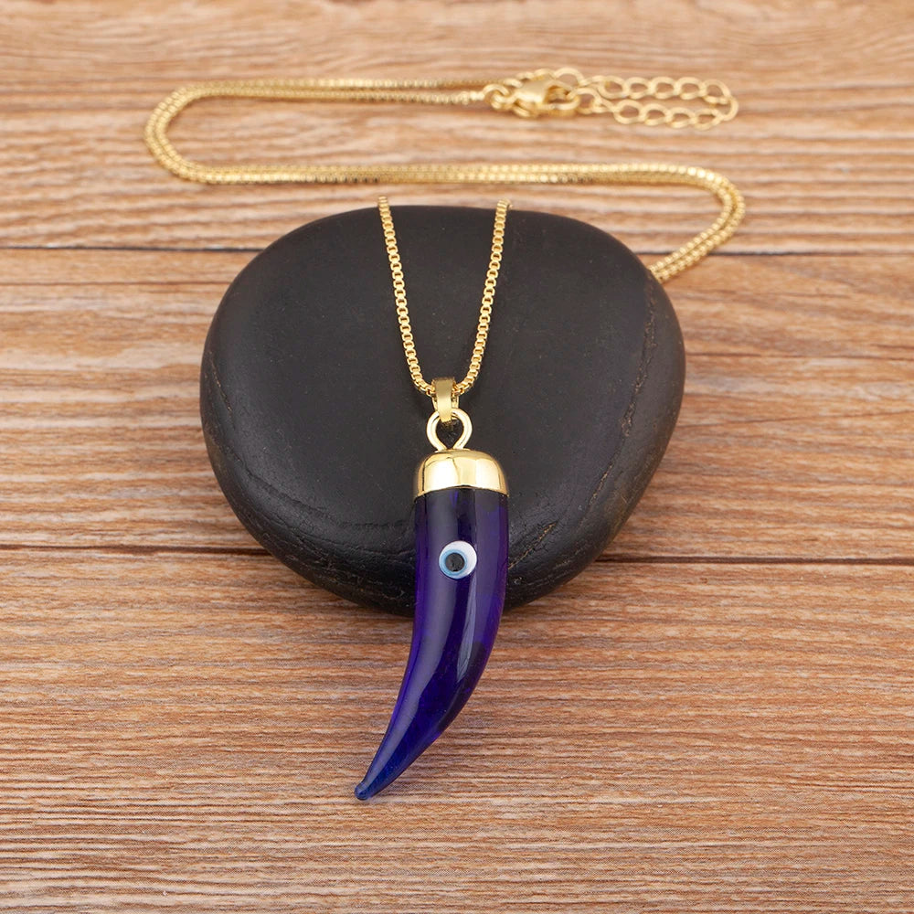 High Quality Creative Trend Capsicum Shape Zircon Evil Eye Charm Pendant Necklace For Women Girl Daily Party Jewelry Gifts - Floq & Raman