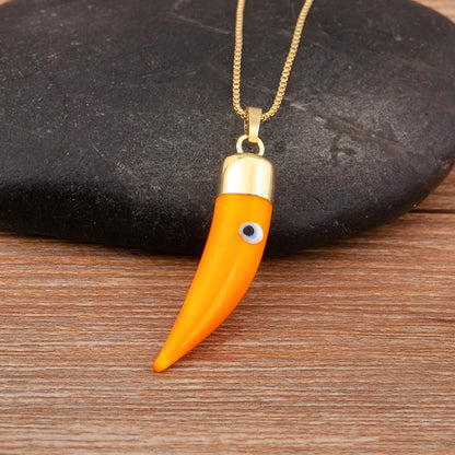 High Quality Creative Trend Capsicum Shape Zircon Evil Eye Charm Pendant Necklace For Women Girl Daily Party Jewelry Gifts - Floq & Raman