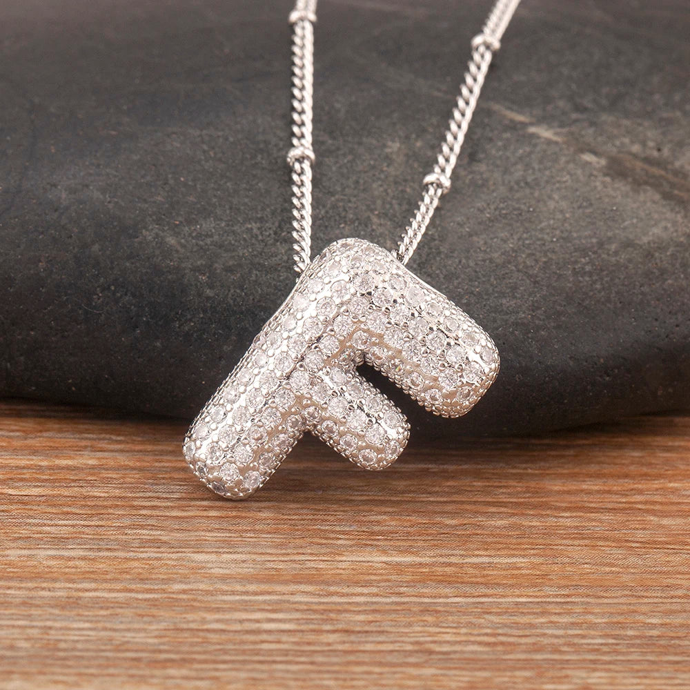Hot Sale Pave Crystal Zircon A-Z Letters Pendant Necklace Male And Female Couples Name Initials Alphabet Jewelry Fine Gift - Floq & Raman