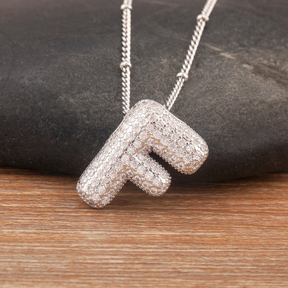 Hot Sale Pave Crystal Zircon A-Z Letters Pendant Necklace Male And Female Couples Name Initials Alphabet Jewelry Fine Gift - Floq & Raman