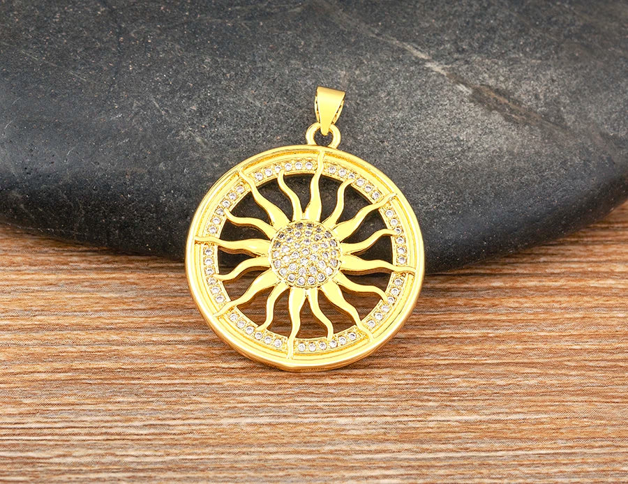 New Fashion Sun Shape Shiny Zircon Lucky Pendant Necklace 3 Styles For Women Punk Style Clavicle Chain Accessories Gifts - Floq & Raman