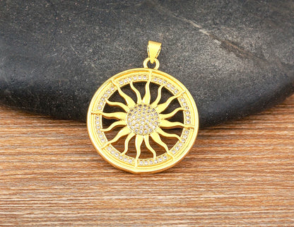 New Fashion Sun Shape Shiny Zircon Lucky Pendant Necklace 3 Styles For Women Punk Style Clavicle Chain Accessories Gifts - Floq & Raman
