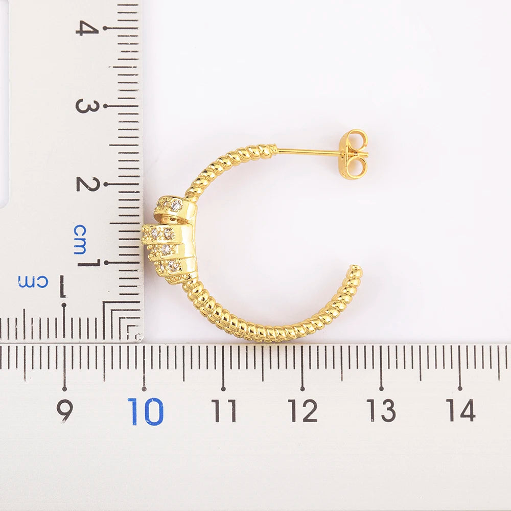 New Fashion Inlaid Shiny Zircon Double Layer Charm Drop Earrings For Women Elegant Aesthetic Ear Jewelry Accessories Gifts - Floq & Raman