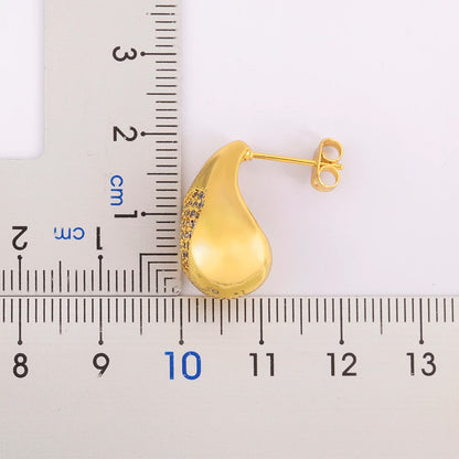 Hot Sale Shiny Heart Pattern Large Water Drop Metal Earrings For Women Retro Smooth Chunky Ear Jewelry Wedding Gifts - Floq & Raman