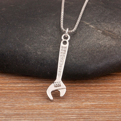 New Popular Balance Hammer Pliers Shape Charm Pendant Necklace 3 Styles For Women Pave Shiny Crystal Zircon Jewelry Gifts - Floq & Raman