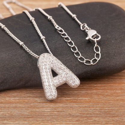 Hot Sale Pave Crystal Zircon A-Z Letters Pendant Necklace Male And Female Couples Name Initials Alphabet Jewelry Fine Gift - Floq & Raman