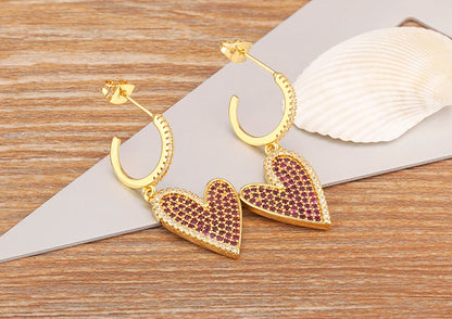 New Arrival Romantic Irregular Heart Shape Pave Zircon Earrings For Women Girl Aesthetic Fashion Ear Jewelry Party Gifts ﻿ - Floq & Raman