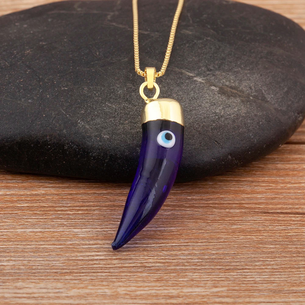 High Quality Creative Trend Capsicum Shape Zircon Evil Eye Charm Pendant Necklace For Women Girl Daily Party Jewelry Gifts - Floq & Raman