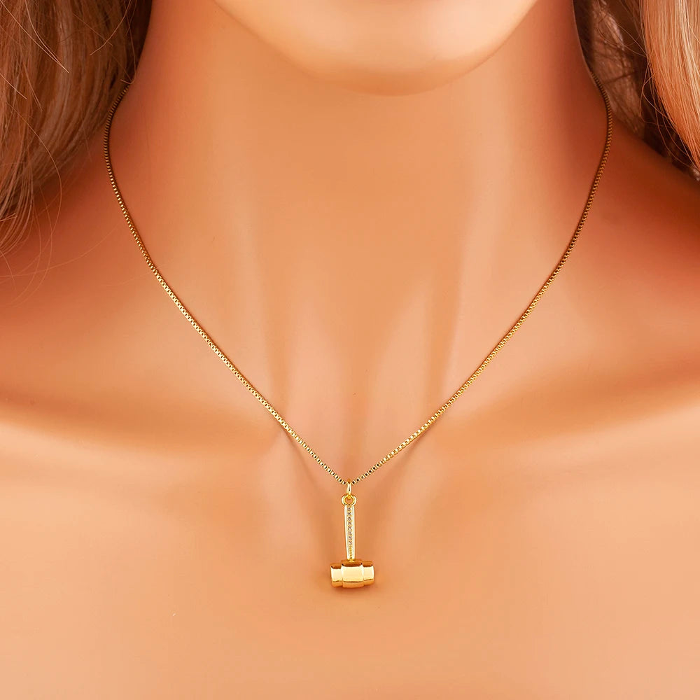 New Popular Balance Hammer Pliers Shape Charm Pendant Necklace 3 Styles For Women Pave Shiny Crystal Zircon Jewelry Gifts - Floq & Raman