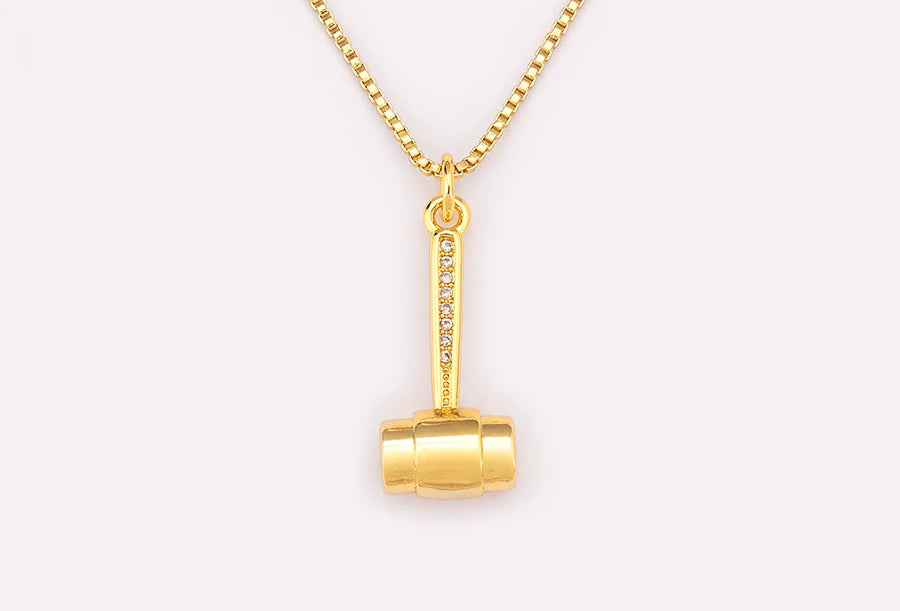 New Popular Balance Hammer Pliers Shape Charm Pendant Necklace 3 Styles For Women Pave Shiny Crystal Zircon Jewelry Gifts - Floq & Raman