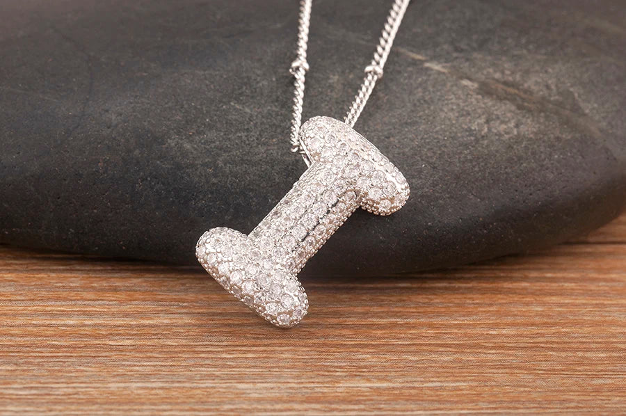 Hot Sale Pave Crystal Zircon A-Z Letters Pendant Necklace Male And Female Couples Name Initials Alphabet Jewelry Fine Gift - Floq & Raman