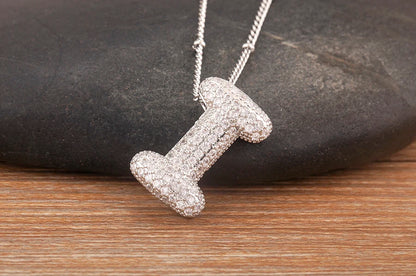 Hot Sale Pave Crystal Zircon A-Z Letters Pendant Necklace Male And Female Couples Name Initials Alphabet Jewelry Fine Gift - Floq & Raman