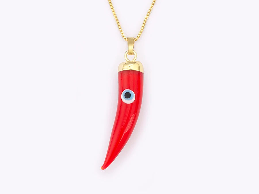 High Quality Creative Trend Capsicum Shape Zircon Evil Eye Charm Pendant Necklace For Women Girl Daily Party Jewelry Gifts - Floq & Raman