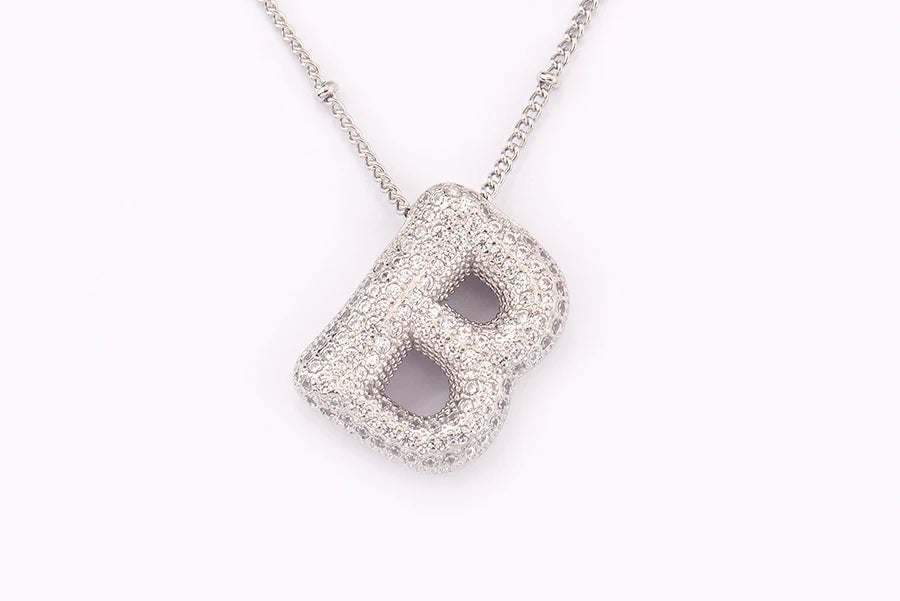 Hot Sale Pave Crystal Zircon A-Z Letters Pendant Necklace Male And Female Couples Name Initials Alphabet Jewelry Fine Gift - Floq & Raman