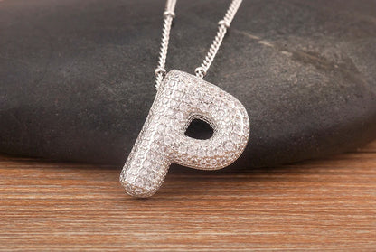 Hot Sale Pave Crystal Zircon A-Z Letters Pendant Necklace Male And Female Couples Name Initials Alphabet Jewelry Fine Gift - Floq & Raman