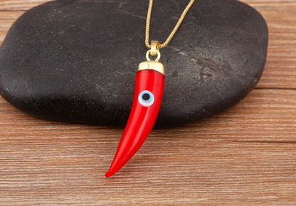 High Quality Creative Trend Capsicum Shape Zircon Evil Eye Charm Pendant Necklace For Women Girl Daily Party Jewelry Gifts - Floq & Raman