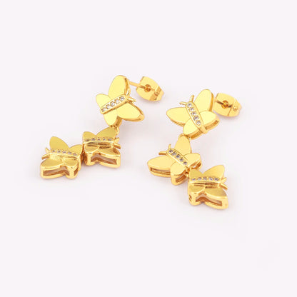 New Trendy Butterfly Shape Shiny Zircon Charm Drop Earrings For Women Girl Ear Jewelry Wholesale Accessories Delicate Gift - Floq & Raman