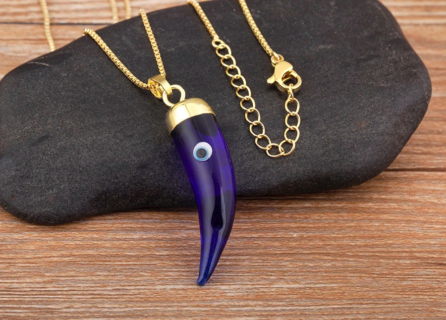 High Quality Creative Trend Capsicum Shape Zircon Evil Eye Charm Pendant Necklace For Women Girl Daily Party Jewelry Gifts - Floq & Raman