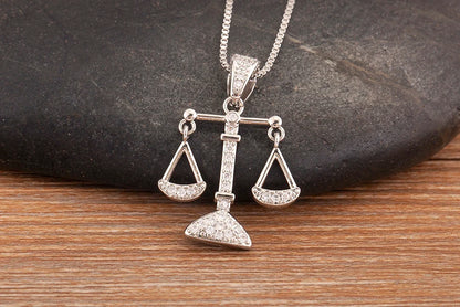 New Popular Balance Hammer Pliers Shape Charm Pendant Necklace 3 Styles For Women Pave Shiny Crystal Zircon Jewelry Gifts - Floq & Raman