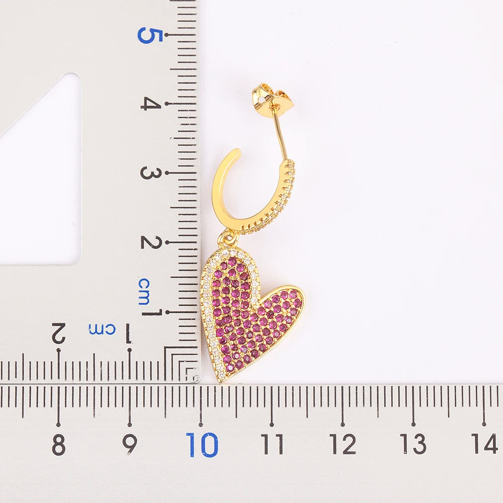 New Arrival Romantic Irregular Heart Shape Pave Zircon Earrings For Women Girl Aesthetic Fashion Ear Jewelry Party Gifts ﻿ - Floq & Raman