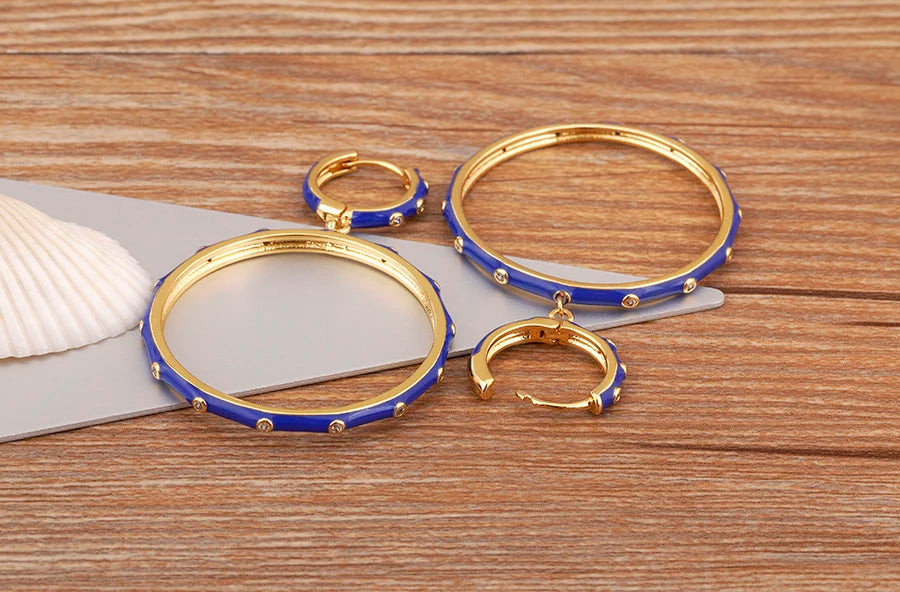 High Quality Big Circle Hoop Earrings For Women Charms Original Design Dark Blue Female Fashion Party Jewelry Gift - Floq & Raman