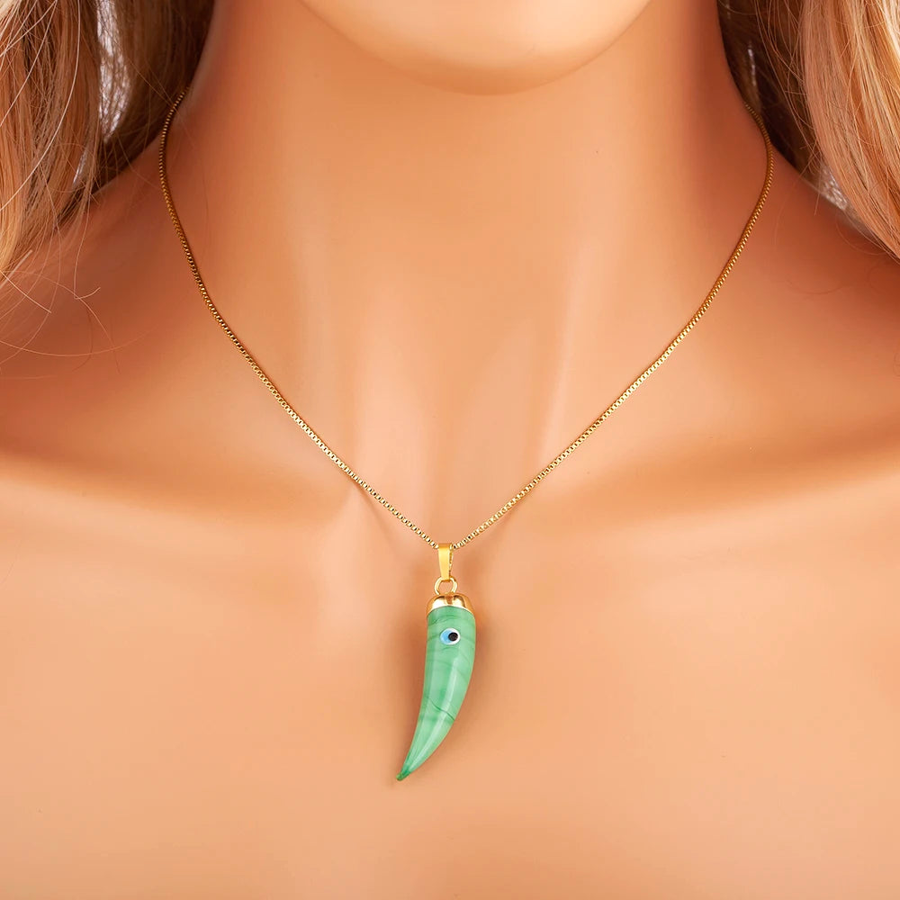 High Quality Creative Trend Capsicum Shape Zircon Evil Eye Charm Pendant Necklace For Women Girl Daily Party Jewelry Gifts - Floq & Raman