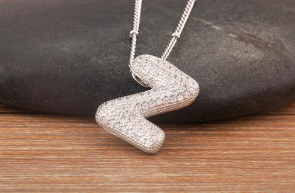 Hot Sale Pave Crystal Zircon A-Z Letters Pendant Necklace Male And Female Couples Name Initials Alphabet Jewelry Fine Gift - Floq & Raman