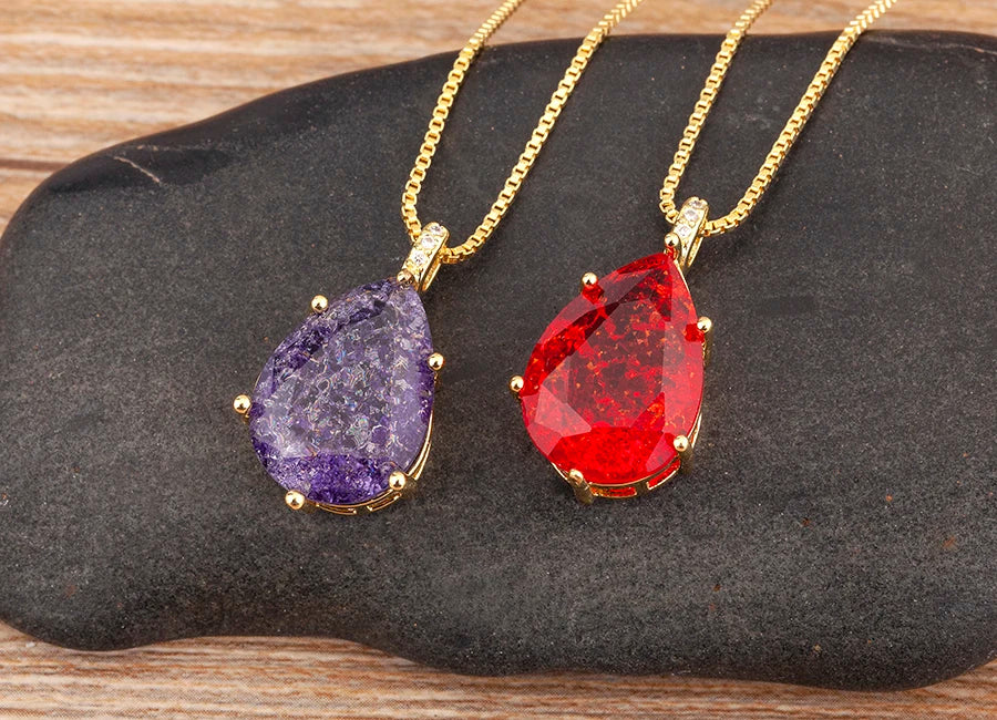 Classic New Design Waterdrop Shape Zircon Charm Pendant Necklace For Women Clavicle Chain Accessories Wedding Party Gifts - Floq & Raman