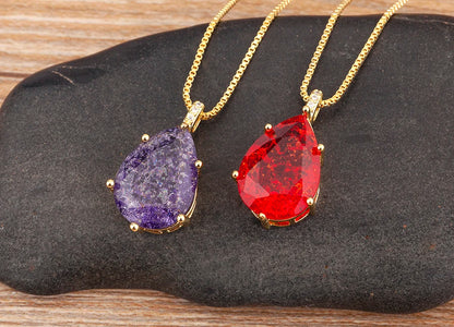 Classic New Design Waterdrop Shape Zircon Charm Pendant Necklace For Women Clavicle Chain Accessories Wedding Party Gifts - Floq & Raman