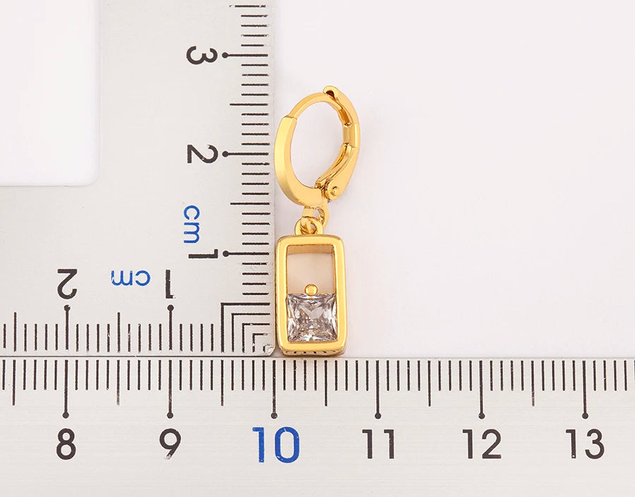 High Quality Hollow Design Rectangle Shape Shiny Zircon Charm Drop Earrings For Women Girl Wedding Party Ear Jewelry Gifts - Floq & Raman