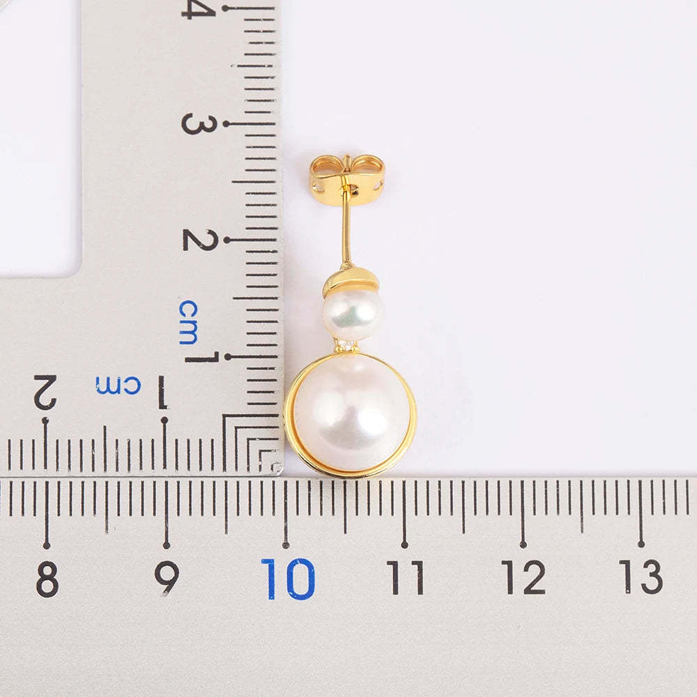 Light Luxury Trendy Copper Inlaid Pearl Zircon Charm Drop Earrings Female Wedding Party Jewelry Accessories Delicate Gifts - Floq & Raman