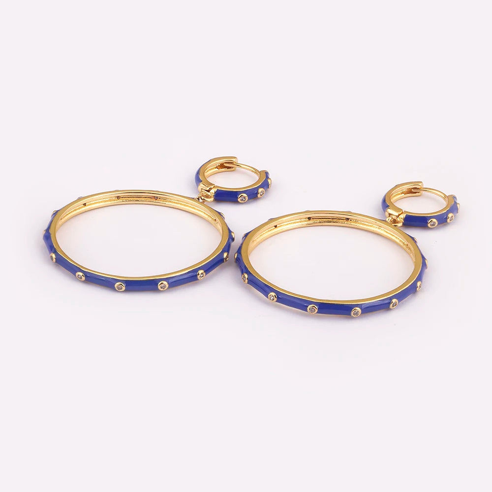 High Quality Big Circle Hoop Earrings For Women Charms Original Design Dark Blue Female Fashion Party Jewelry Gift - Floq & Raman
