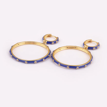 High Quality Big Circle Hoop Earrings For Women Charms Original Design Dark Blue Female Fashion Party Jewelry Gift - Floq & Raman