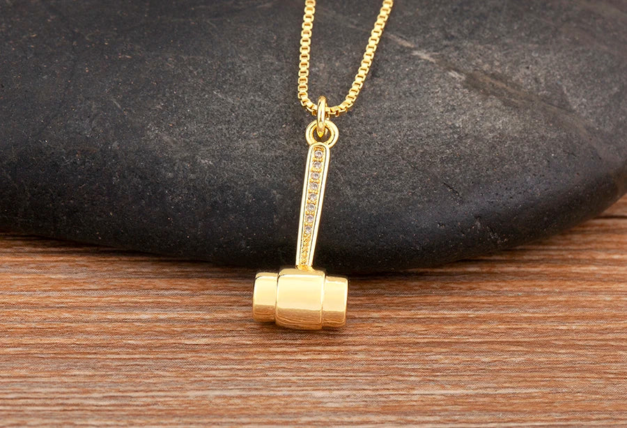 New Popular Balance Hammer Pliers Shape Charm Pendant Necklace 3 Styles For Women Pave Shiny Crystal Zircon Jewelry Gifts - Floq & Raman