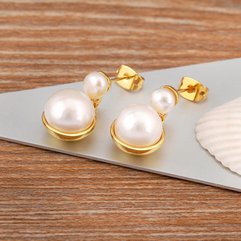 Light Luxury Trendy Copper Inlaid Pearl Zircon Charm Drop Earrings Female Wedding Party Jewelry Accessories Delicate Gifts - Floq & Raman