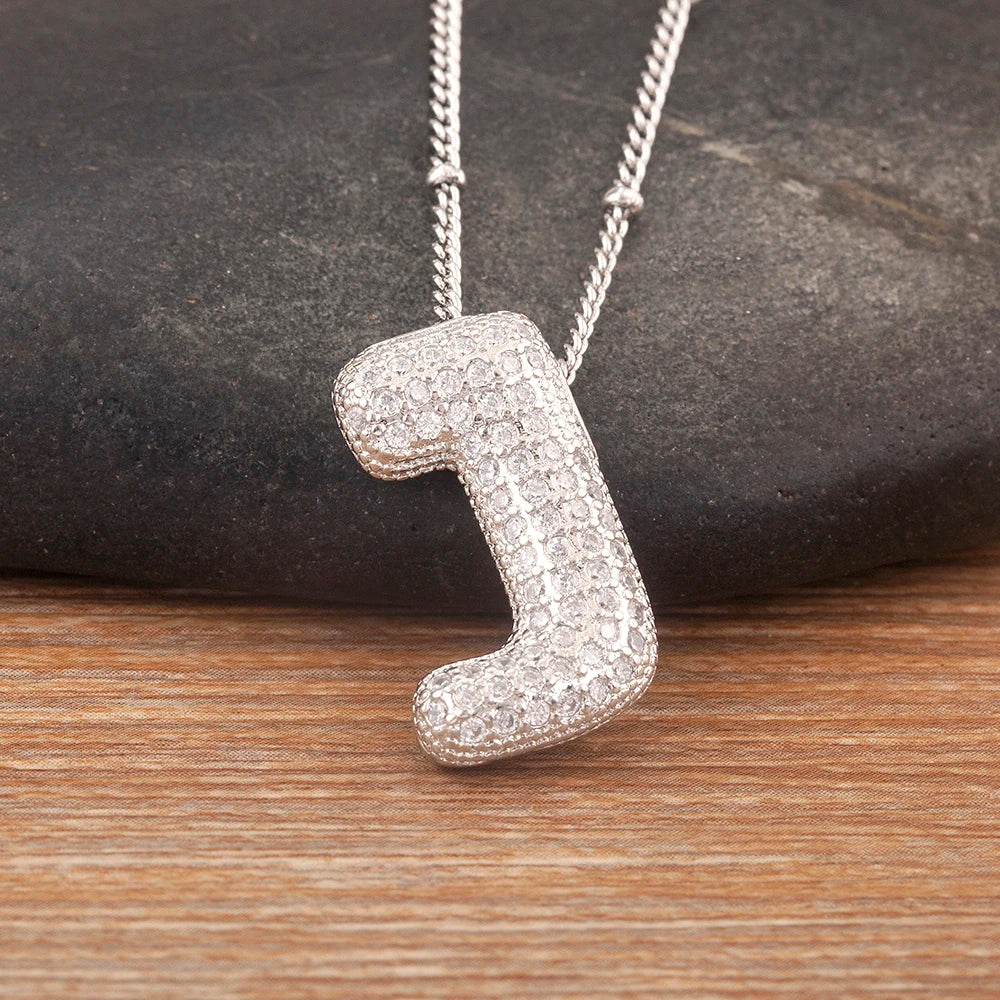 Hot Sale Pave Crystal Zircon A-Z Letters Pendant Necklace Male And Female Couples Name Initials Alphabet Jewelry Fine Gift - Floq & Raman