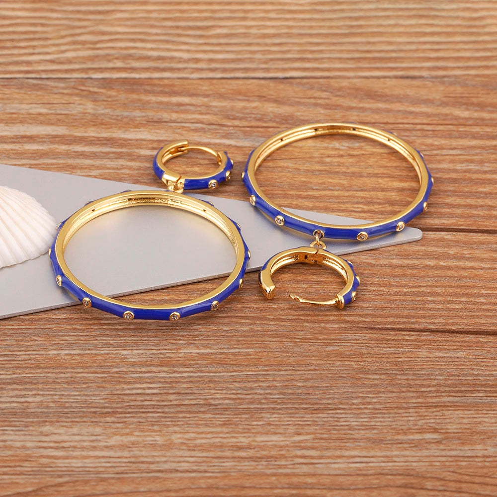 High Quality Big Circle Hoop Earrings For Women Charms Original Design Dark Blue Female Fashion Party Jewelry Gift - Floq & Raman