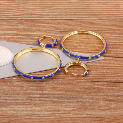 High Quality Big Circle Hoop Earrings For Women Charms Original Design Dark Blue Female Fashion Party Jewelry Gift - Floq & Raman