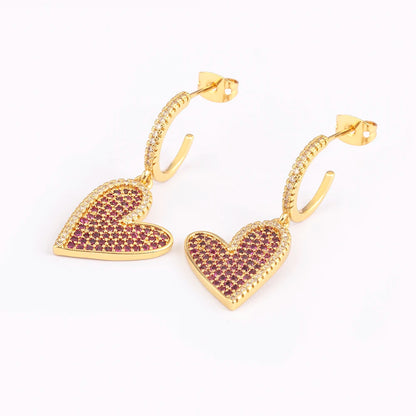 New Arrival Romantic Irregular Heart Shape Pave Zircon Earrings For Women Girl Aesthetic Fashion Ear Jewelry Party Gifts ﻿ - Floq & Raman