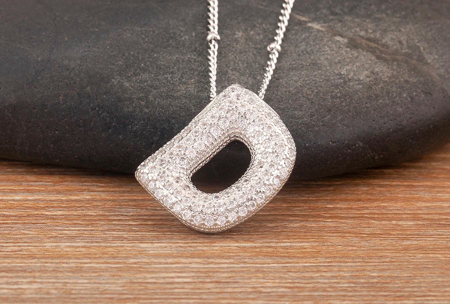 Hot Sale Pave Crystal Zircon A-Z Letters Pendant Necklace Male And Female Couples Name Initials Alphabet Jewelry Fine Gift - Floq & Raman