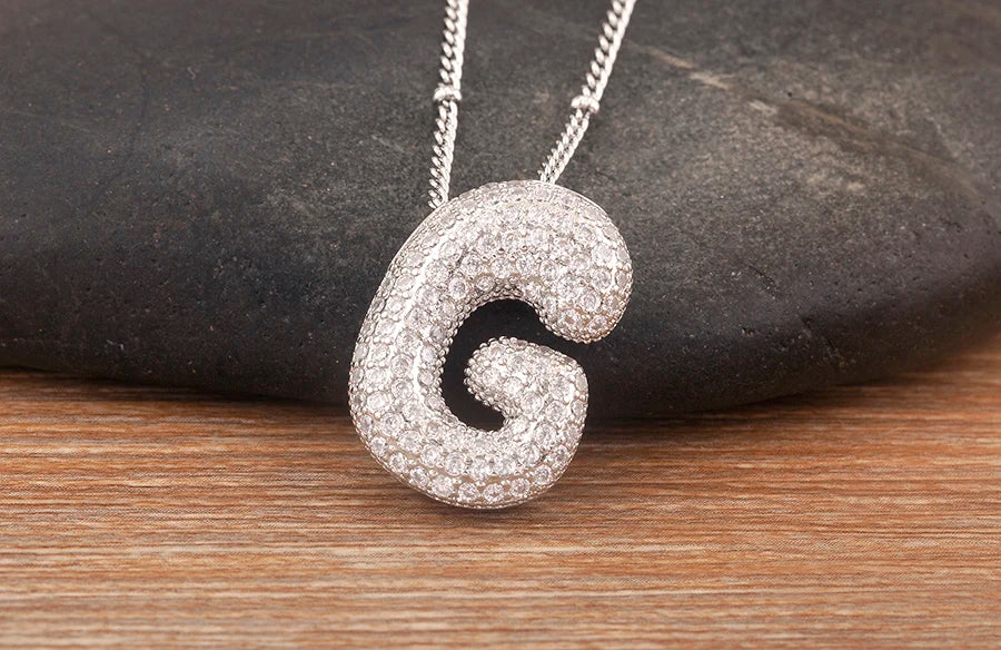 Hot Sale Pave Crystal Zircon A-Z Letters Pendant Necklace Male And Female Couples Name Initials Alphabet Jewelry Fine Gift - Floq & Raman