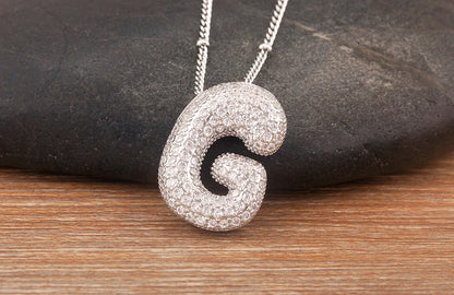 Hot Sale Pave Crystal Zircon A-Z Letters Pendant Necklace Male And Female Couples Name Initials Alphabet Jewelry Fine Gift - Floq & Raman