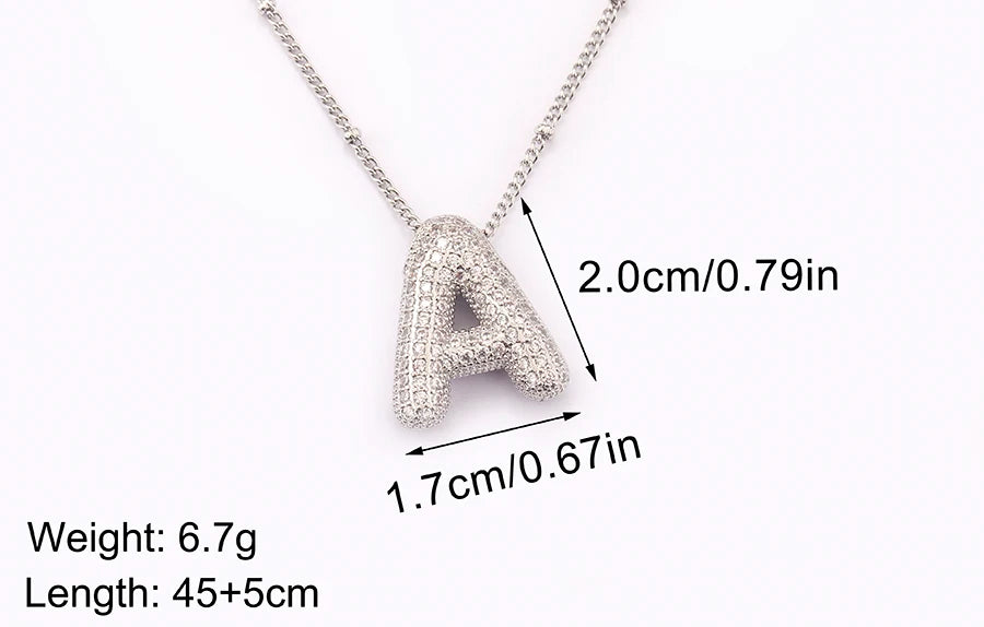 Hot Sale Pave Crystal Zircon A-Z Letters Pendant Necklace Male And Female Couples Name Initials Alphabet Jewelry Fine Gift - Floq & Raman