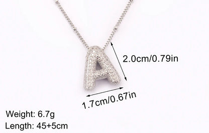 Hot Sale Pave Crystal Zircon A-Z Letters Pendant Necklace Male And Female Couples Name Initials Alphabet Jewelry Fine Gift - Floq & Raman