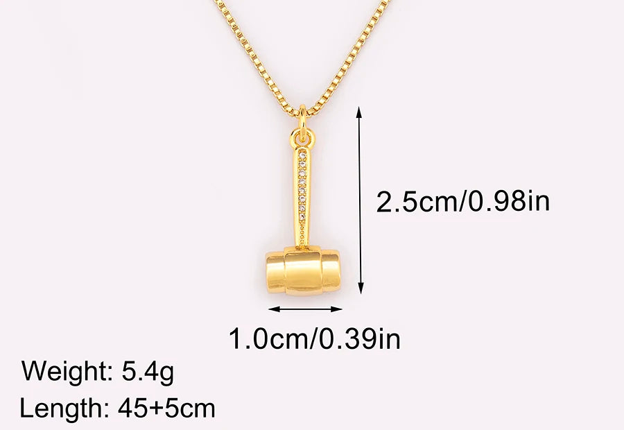 New Popular Balance Hammer Pliers Shape Charm Pendant Necklace 3 Styles For Women Pave Shiny Crystal Zircon Jewelry Gifts - Floq & Raman