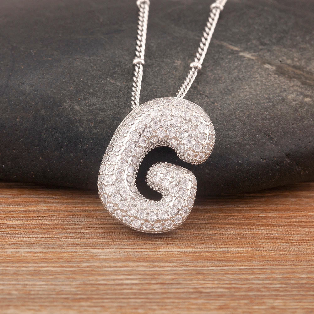 Hot Sale Pave Crystal Zircon A-Z Letters Pendant Necklace Male And Female Couples Name Initials Alphabet Jewelry Fine Gift - Floq & Raman