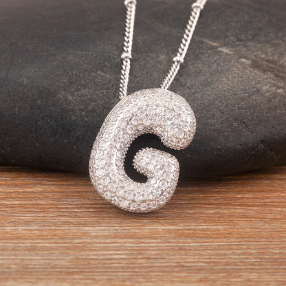 Hot Sale Pave Crystal Zircon A-Z Letters Pendant Necklace Male And Female Couples Name Initials Alphabet Jewelry Fine Gift - Floq & Raman