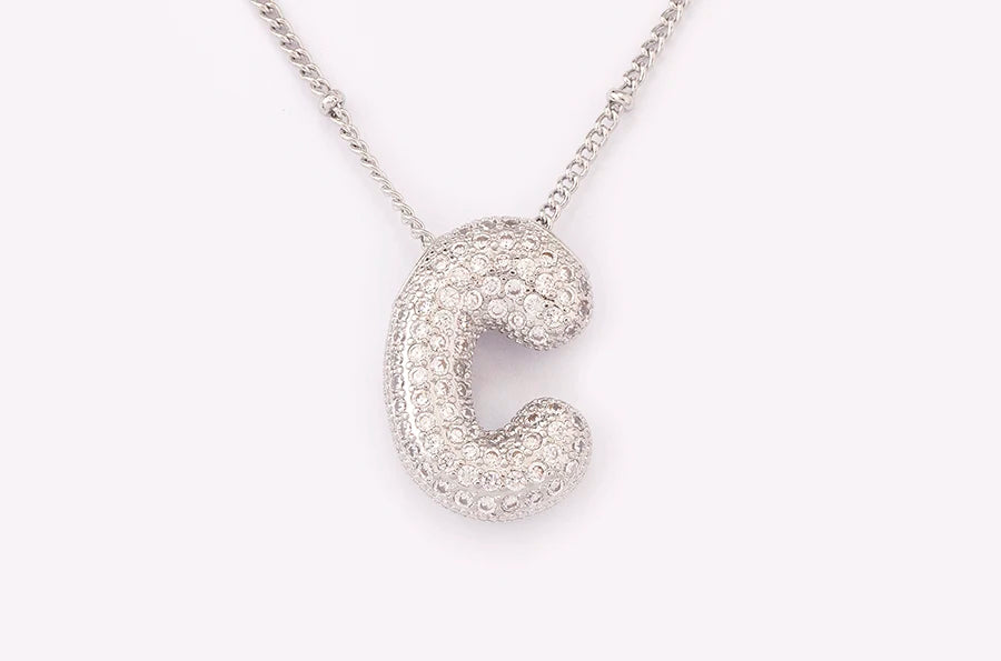 Hot Sale Pave Crystal Zircon A-Z Letters Pendant Necklace Male And Female Couples Name Initials Alphabet Jewelry Fine Gift - Floq & Raman