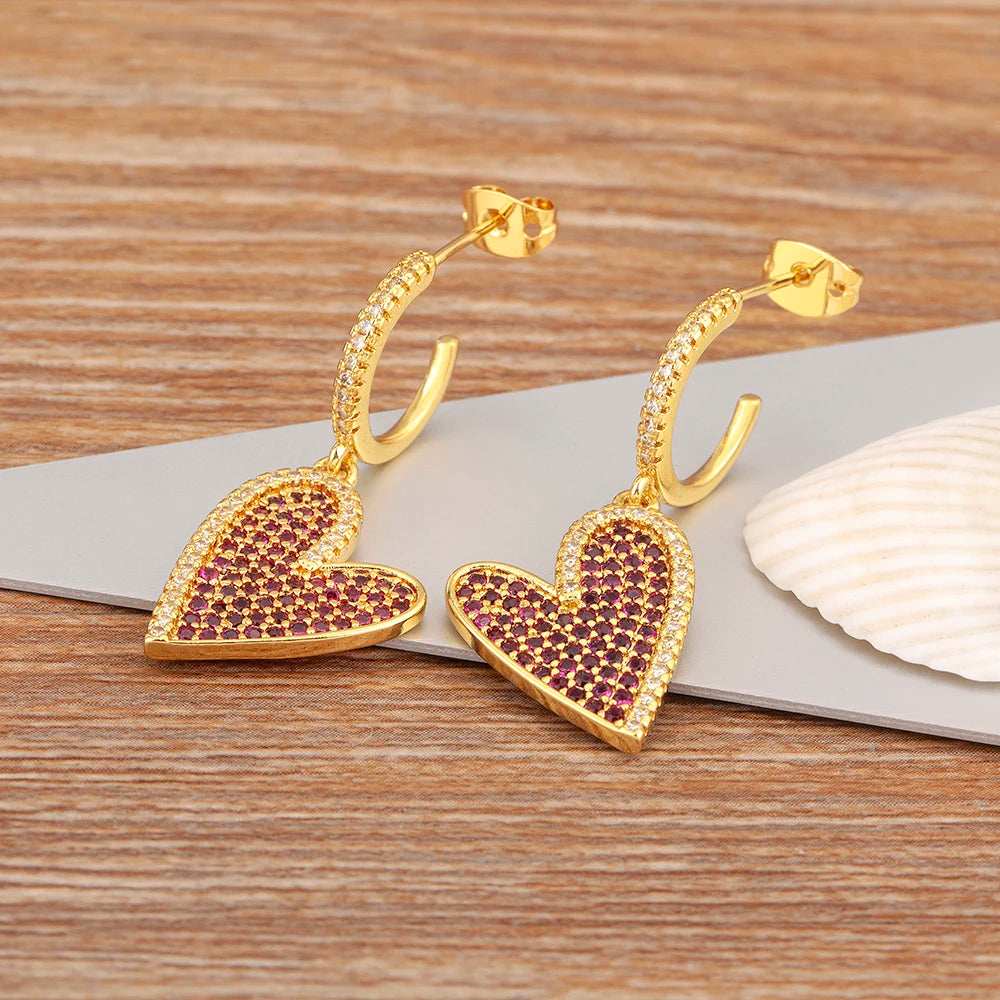 New Arrival Romantic Irregular Heart Shape Pave Zircon Earrings For Women Girl Aesthetic Fashion Ear Jewelry Party Gifts ﻿ - Floq & Raman